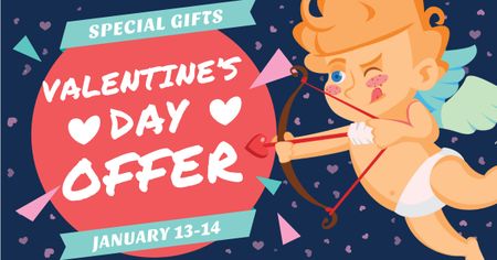 Designvorlage Valentine's Day Cupid shooting arrow für Facebook AD