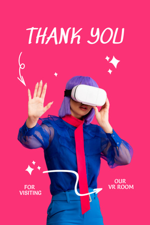 Ontwerpsjabloon van Postcard 4x6in Vertical van Woman in Virtual Reality Glasses
