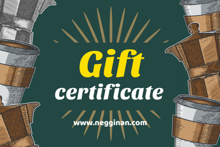 Sale Offer with Cup of Hot Coffee Gift Certificate Design Template