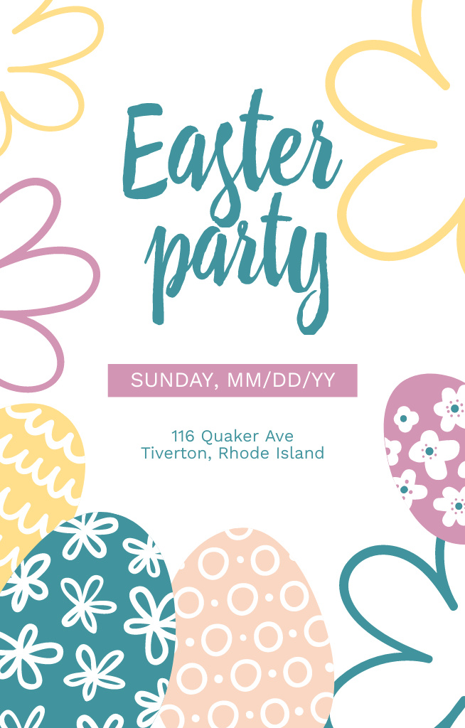 Easter Party Announcement with Cartoon Eggs Invitation 4.6x7.2inデザインテンプレート