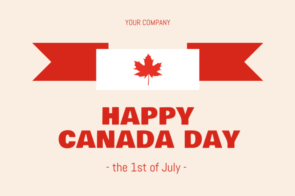 Simple Announcement of Canada Day Celebration on Red Postcard 4x6in Πρότυπο σχεδίασης