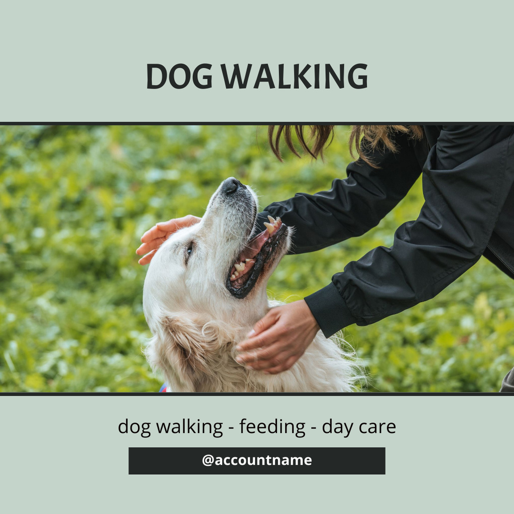 Dog Walking Service Offer with Cute Labrador Instagramデザインテンプレート