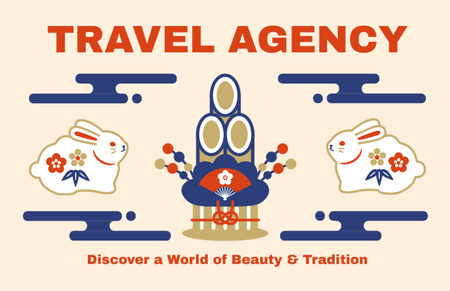 Designvorlage Reiseangebot mit asiatischer Volksillustration für Thank You Card 5.5x8.5in