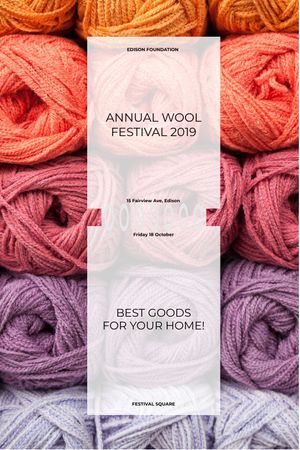 Szablon projektu Knitting Festival Zaproszenie Wełniane Motki Tumblr