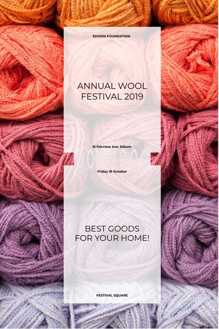 Knitting Festival Invitation Wool Yarn Skeins Tumblr Design Template