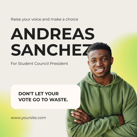 Young Man Calls to Come to Elections Instagram AD Design Template