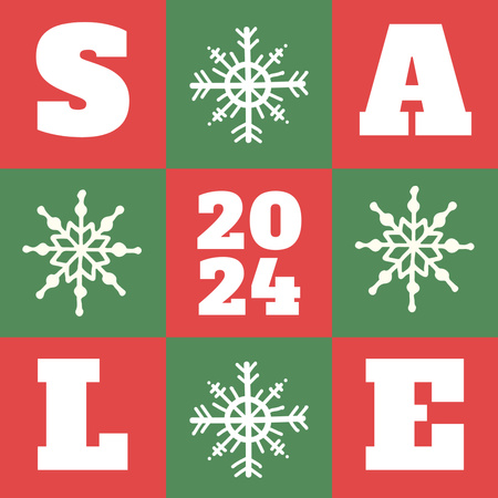 Platilla de diseño Checkered New Year Sale Offer With Snowflakes Instagram