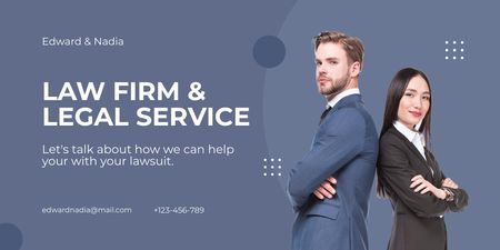 Legal Services Offer with Lawyers Team Twitter Design Template