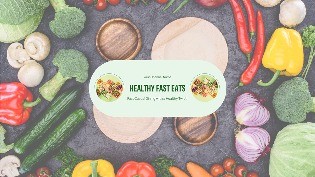 Healthy Food in Fast Casual Restaurant Offer with Vegetables Youtube Design Template