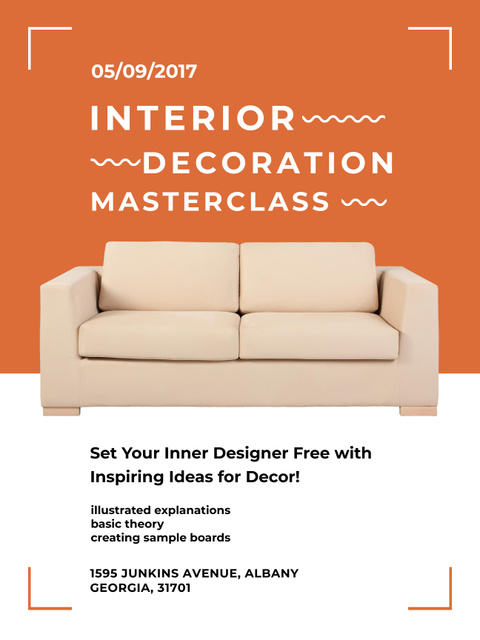 Interior decoration masterclass with Sofa in red Poster US – шаблон для дизайна