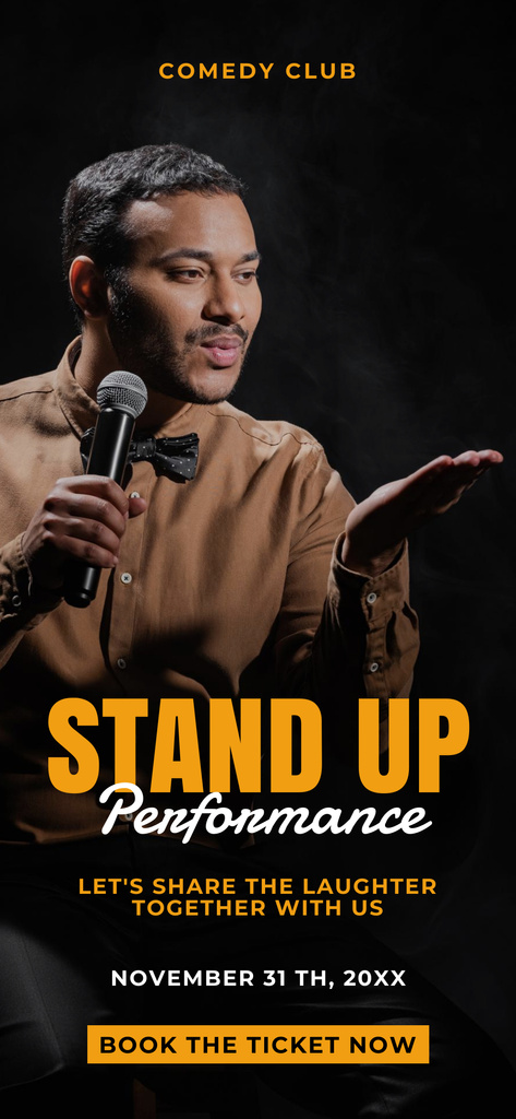 Stand-up Performance with Man in Bow Tie Snapchat Geofilter tervezősablon