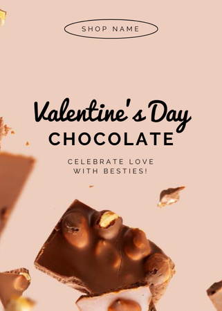 Sweet Chocolate Offer on Valentine’s Day Postcard 5x7in Vertical Design Template