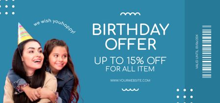 Birthday Discount Offer on Blue Coupon Din Large Modelo de Design