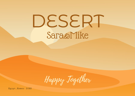 Desert Illustration With Sandy Mounds Postcard 5x7in Design Template