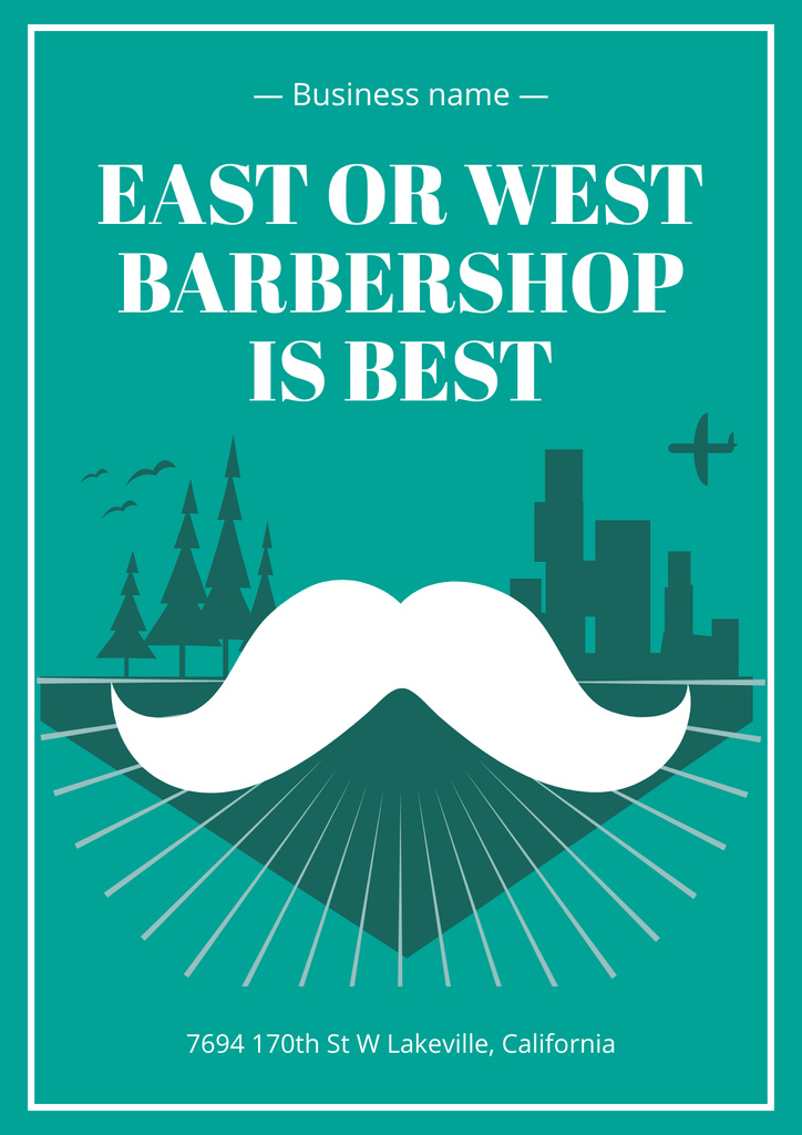 Cartoon illustration of Barbershop Poster Design Template