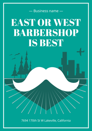 Designvorlage Karikaturillustration von Barbershop für Poster