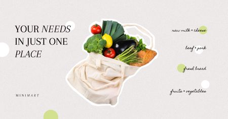 Platilla de diseño Groceries Store Ad with Vegetables in Bag Facebook AD