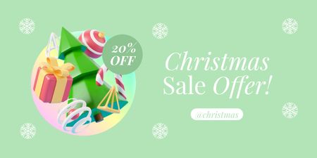 Plantilla de diseño de Christmas sale with Holiday Items in Green Twitter 