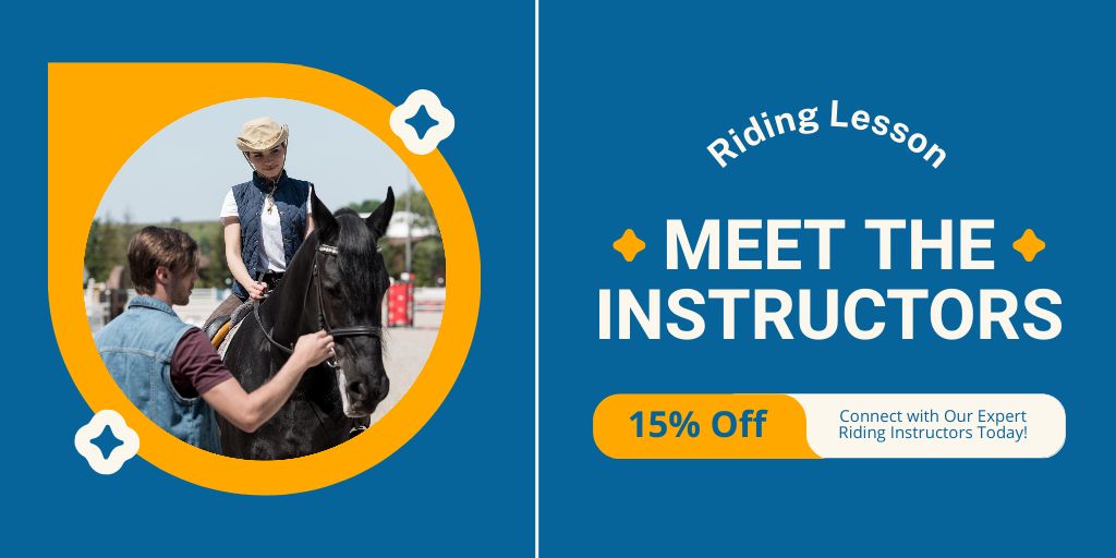 Ontwerpsjabloon van Twitter van Discount on Services of Experienced Horse Riding Instructor