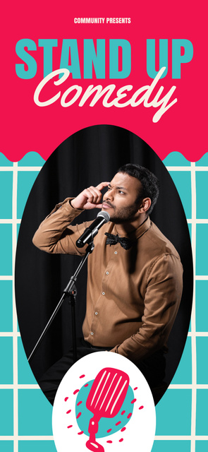 Comedian performing on Stand-up Comedy Show Snapchat Geofilter Tasarım Şablonu