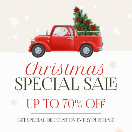 Car with Fir-Tree on Christmas Sale Instagram AD Design Template