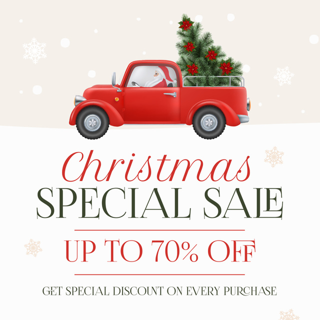 Template di design Car with Fir-Tree on Christmas Sale Instagram AD
