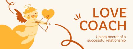 Promoção de serviços de Love Coach com Cute Cupid Facebook cover Modelo de Design