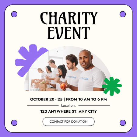 Charity Event with Multiracial Volunteers Instagram AD Design Template