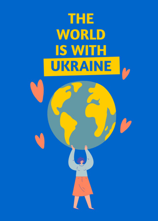 World is with Ukraine Flayer Design Template