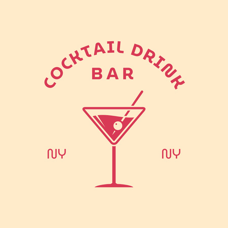 Bar Ad with Cocktail Logo Design Template