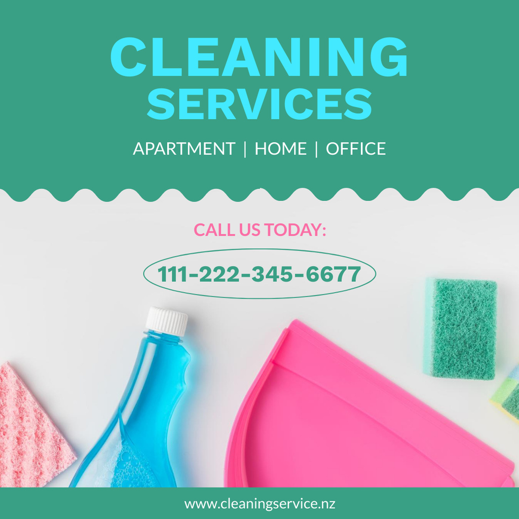 Cleaning Service Offer with Cleaner's Items Instagram ADデザインテンプレート