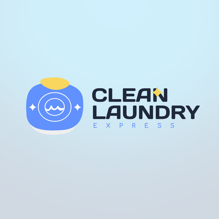 Emblem of Laundry Express Service Logo 1080x1080px Πρότυπο σχεδίασης
