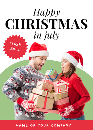 Sale Announcement with Happy Young Couple in July Flayer Modelo de Design