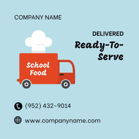 Advertising Service for Delivering Food to School Square 65x65mm Design Template