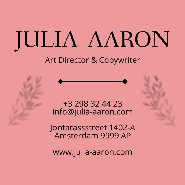Art Director and Copywriter Contacts Square 65x65mm Design Template