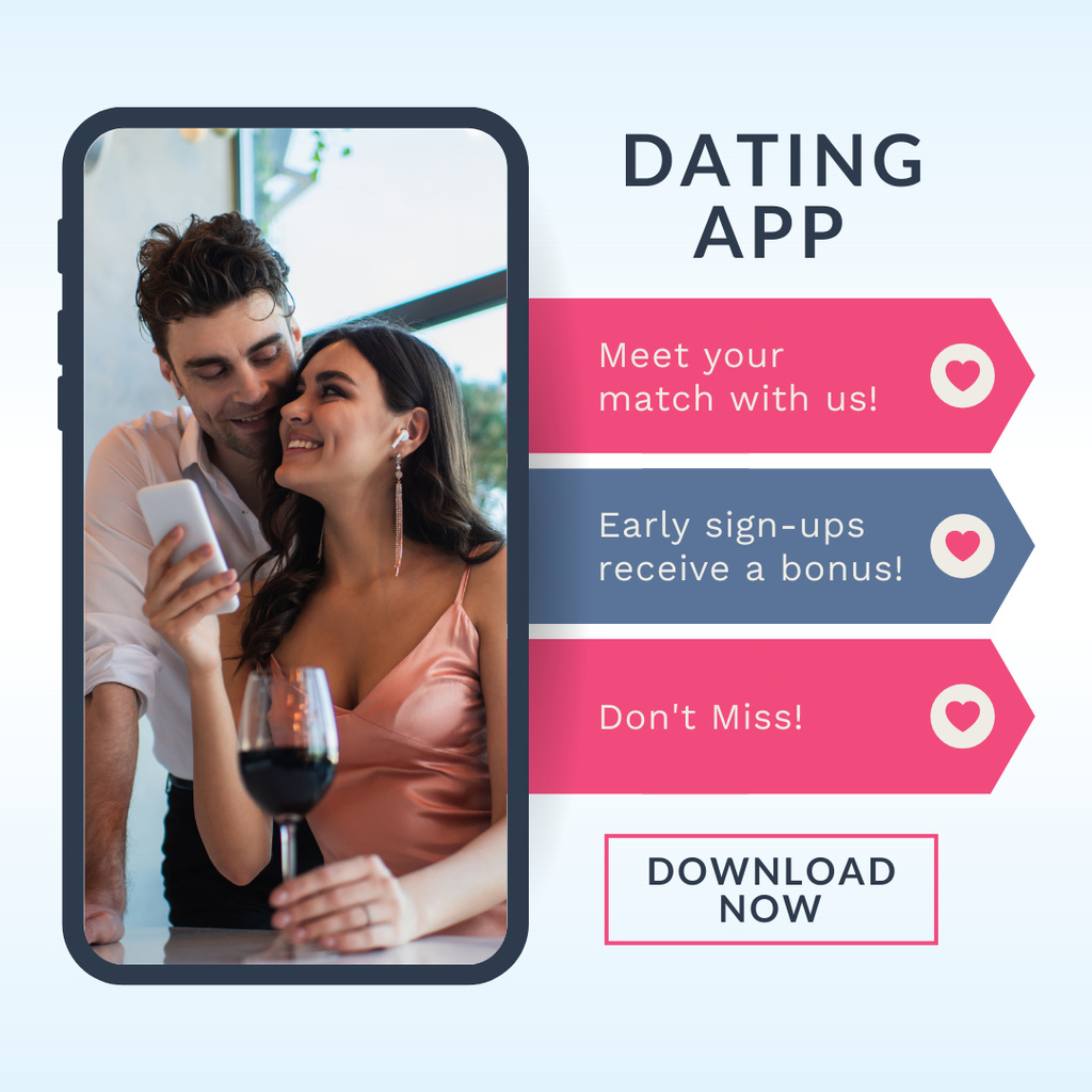 Modèle de visuel New Dating App with Bonuses - Instagram