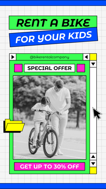 Designvorlage Rent Bike for Kid für Instagram Story