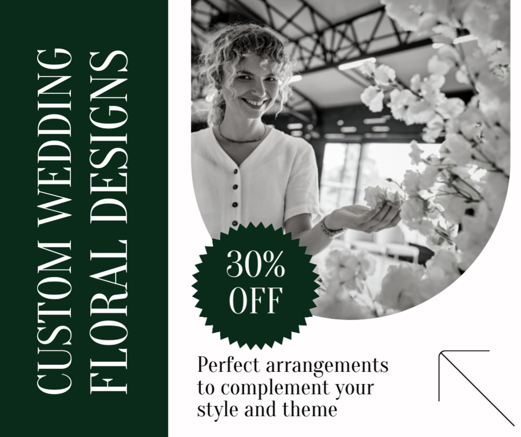 Designvorlage Custom Flower Design for Weddings with Professional Florists für Facebook