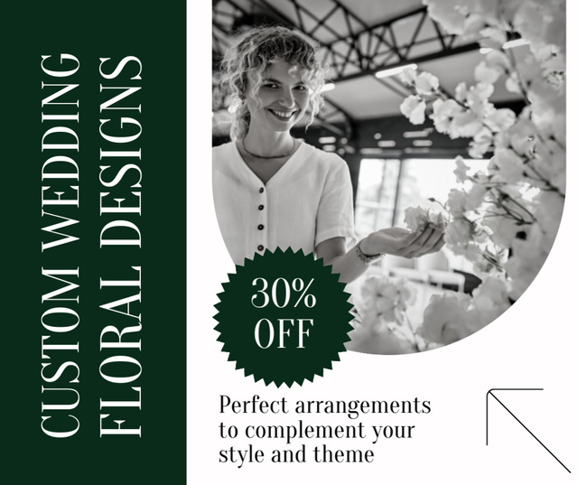 Custom Flower Design for Weddings with Professional Florists Facebook – шаблон для дизайну