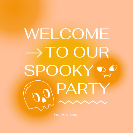 Template di design Party on Halloween Announcement with Skull Illustration Animated Post
