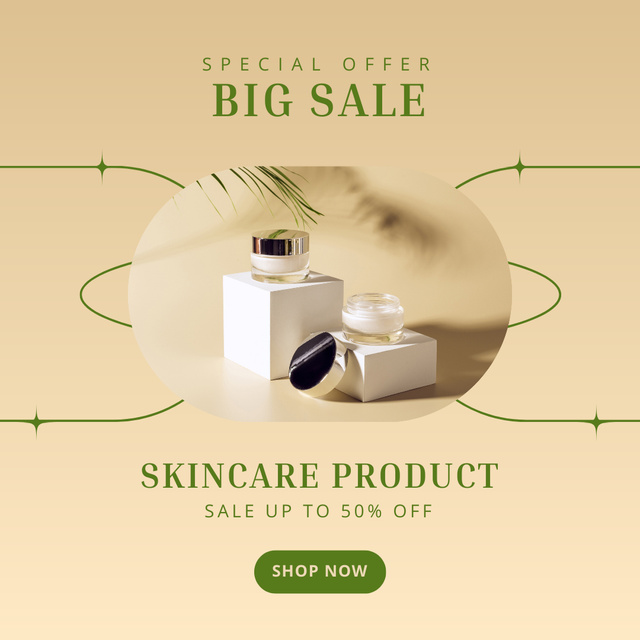 Skincare Products Sale with Cosmetic Jars Instagram Šablona návrhu