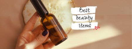 Beauty Ad with Natural Cosmetic Oil Facebook cover Design Template