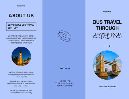 Bus Travel Tours to Europe Brochure 8.5x11in Design Template