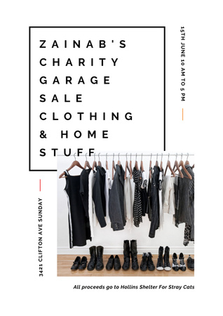 Charity Garage Sale Ad with Clothes Poster A3 Tasarım Şablonu
