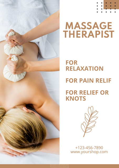 Designvorlage Massage Treatment Offerings For Pain Relief für Poster