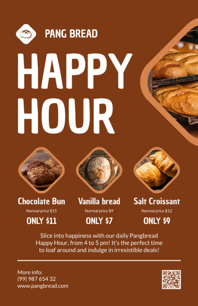 Hapy Hours in Bakery Recipe Card Design Template
