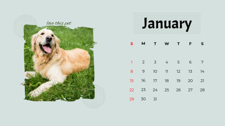 Cute Funny Dogs of Different Breeds Calendar Design Template