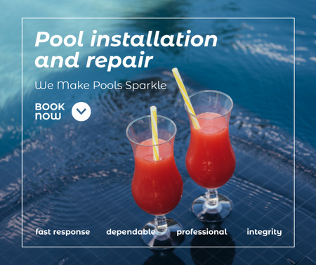 Luxury Pool Cleaning and Repair Offer Facebook Design Template