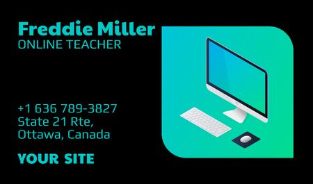 Online Teacher Services Offer Business card Πρότυπο σχεδίασης