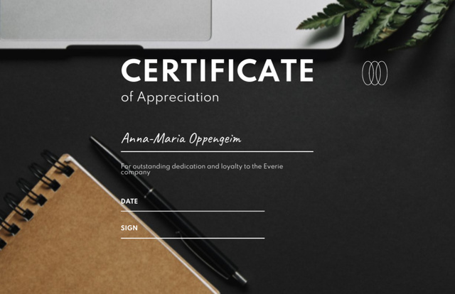 Business Achievement Award with Pencils and Notebook Certificate 5.5x8.5in – шаблон для дизайну